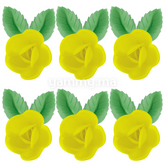 Fleurs de Rose Jaunes x6 et Feuilles Vertes x12 en Azyme - Florensuc